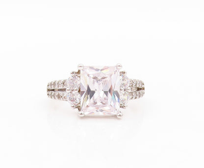 925 Sterling Silver Vintage Ring Square Cutout Neck CZ Inlay  Sz 9.5  RG31813