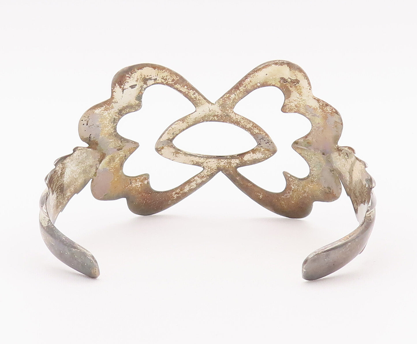 925 Sterling Silver Vintage Bracelet Southwestern Floral Cutout Cuff BT10381