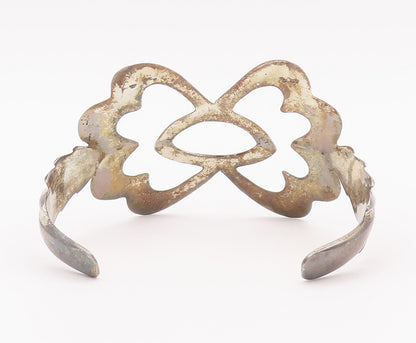 925 Sterling Silver Vintage Bracelet Southwestern Floral Cutout Cuff BT10381