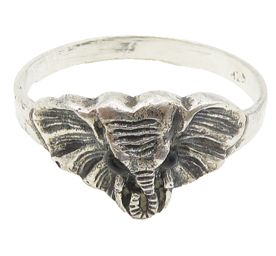 925 Sterling Silver  Vintage Elephant's Head Motif Band Ring Sz 9  RG17593