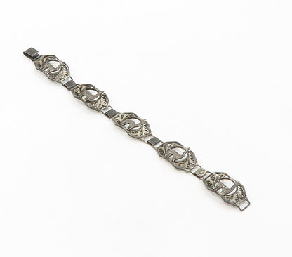 925 Sterling Silver  Vintage Antique Alpaca Filigree Chain Bracelet  BT6553