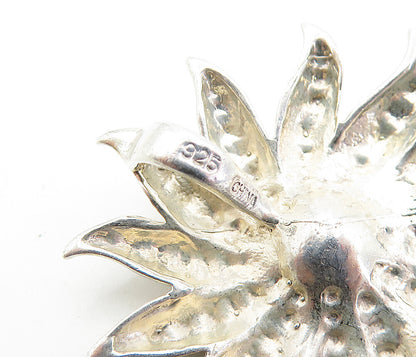 925 Sterling Silver  Vintage Pearl Centered Flower Design Pendant  PT3790