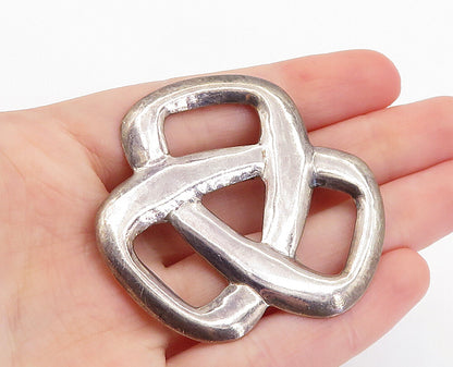 925 Sterling Silver  Vintage Shiny Smooth Pretzel Knot Brooch Pin  BP2428