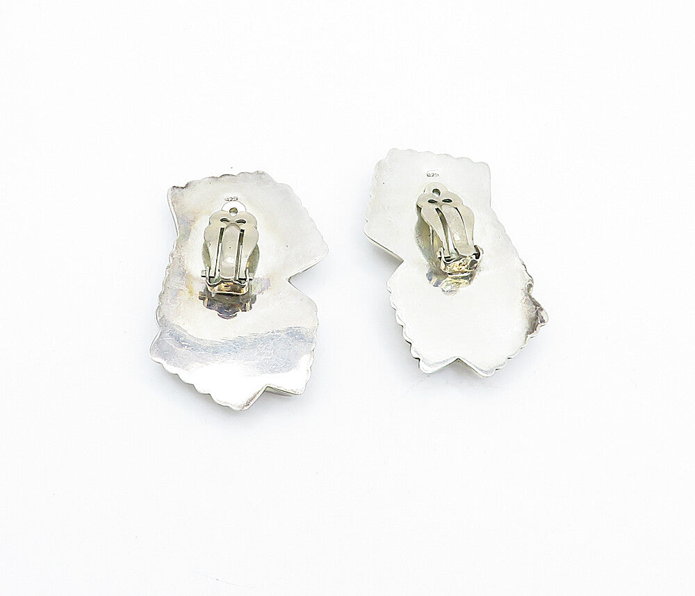 925 Sterling Silver  Vintage Shiny Fluted Design Non Pierce Earrings  EG2216