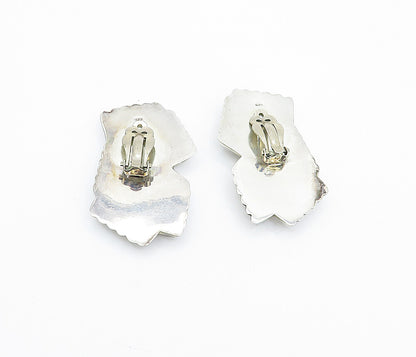 925 Sterling Silver  Vintage Shiny Fluted Design Non Pierce Earrings  EG2216