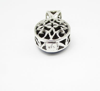 925 Sterling Silver  Blue Enamel Love Heart Oval Drop Pendant  PT1735
