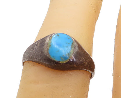925 Silver Vintage Turquoise Petite Band Ring Sz 5.5 RG6081