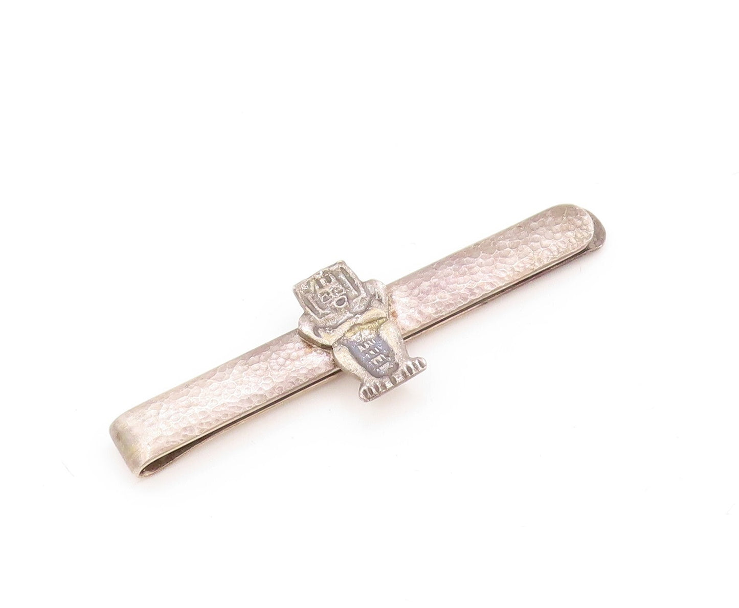 925 Sterling Silver Vintage Tie Clip Dark Tone Carved Trible Man  TR3836