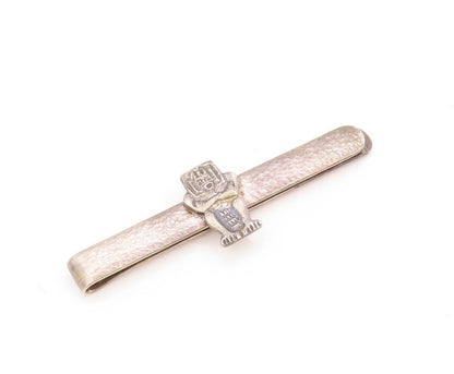 925 Sterling Silver Vintage Tie Clip Dark Tone Carved Trible Man  TR3836