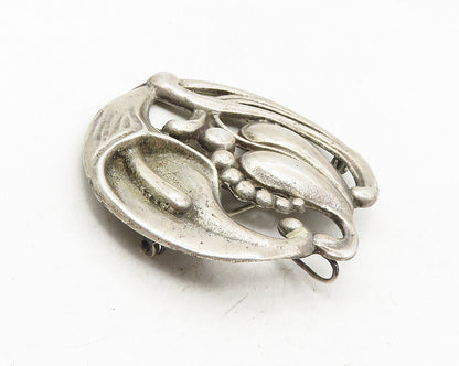 925 Sterling Silver  Vintage Antique Flower Swirl Round Brooch Pin  BP3889