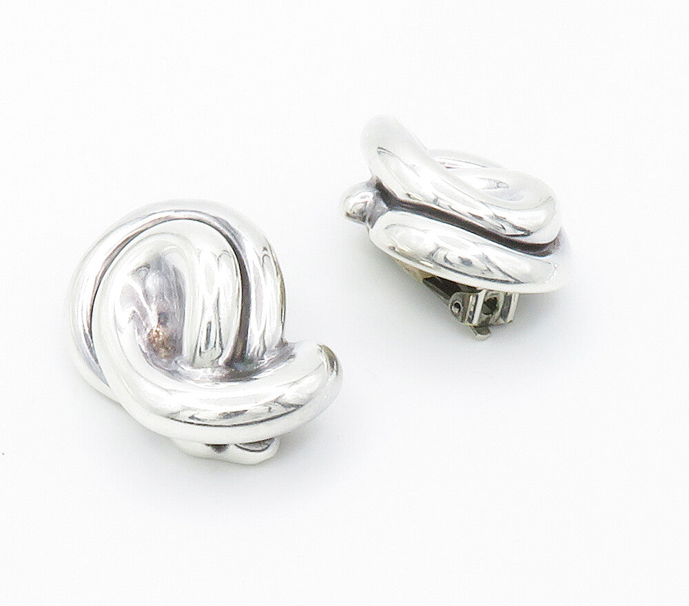 FREDERIC JEAN DUCLOS 925 Silver  Vintage Hollow Non Pierce Earrings  EG7564