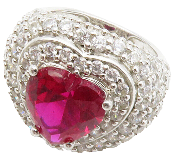 925 Sterling Silver  Pink Topaz & Cubic Zirconia Cocktail Ring Sz 5  RG13453
