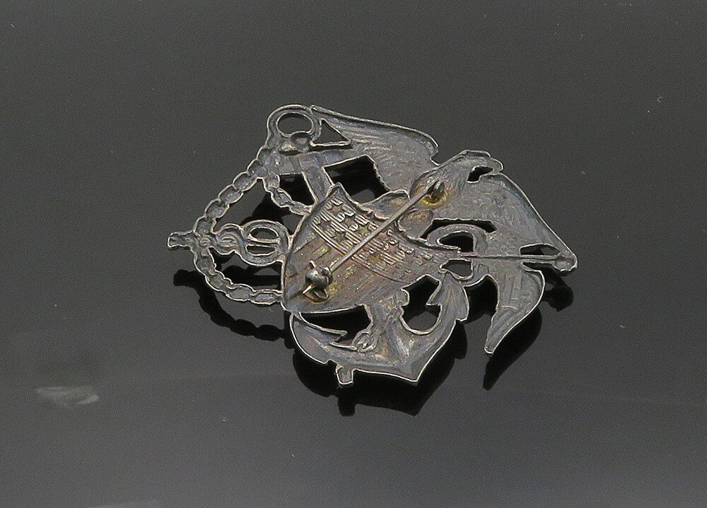 925 Sterling Silver  Vintage Antique United States Military Brooch Pin  BP7912