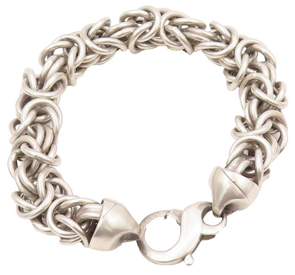 925 Sterling Silver Vintage Bracelet Dark Tone Brutalist Linked Rings  BT11074