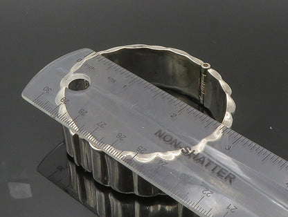 MEXICO 925 Sterling Silver  Vintage Shiny Fluted Round Bangle Bracelet  BT1190