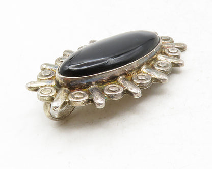 MEXICO 925 Sterling Silver  Vintage Cabochon Cut Black Onyx Pendant  PT10170