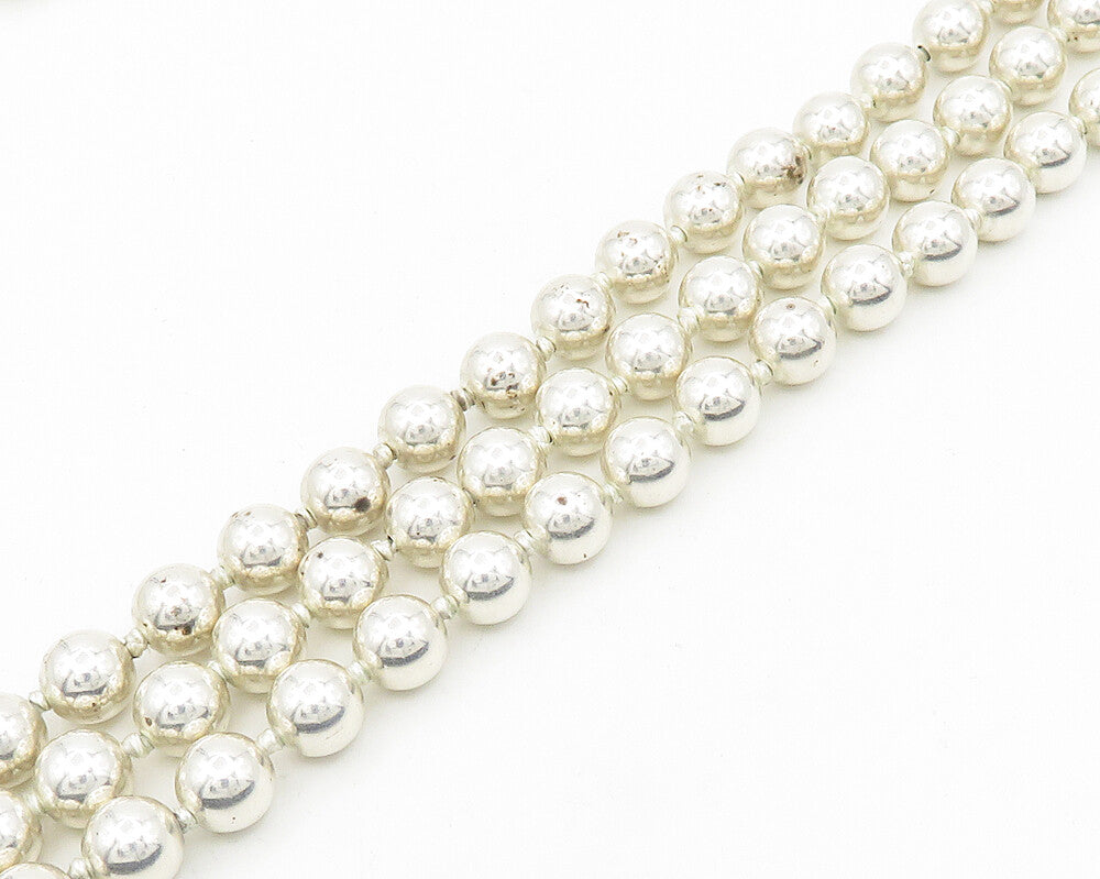 N&R 925 Sterling Silver Vintage Shiny Multi Strand Ball Beaded Belt TR2520