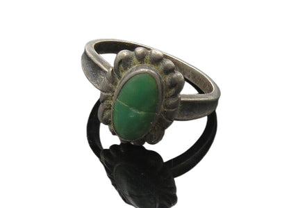 POST BELL TRADING 925 Silver  Vintage Green Jasper Band Ring Sz 6.5  RG10158