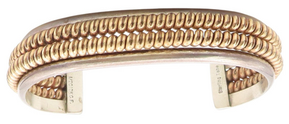 925 Sterling Silver Vintage Bracelet TAHE Two Tone Braided Rope Cuff  BT11371