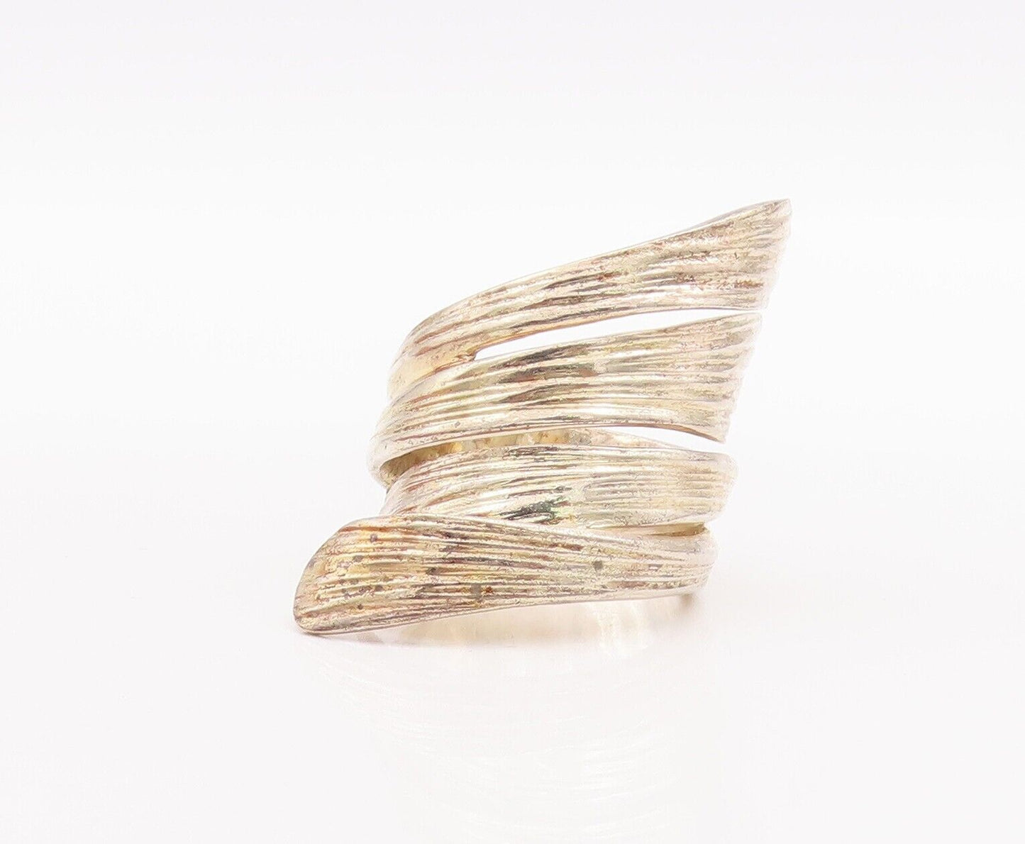 925 Sterling Silver Vintage Ring JACMEL Rough Surface Cutout Bypass Sz 7 RG28640