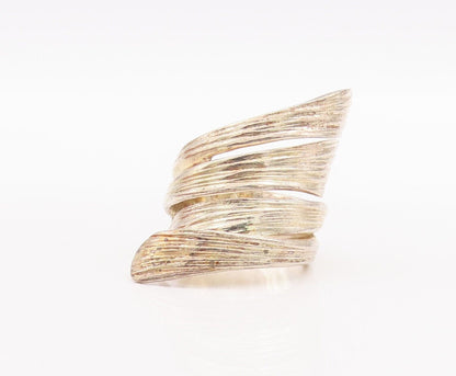 925 Sterling Silver Vintage Ring JACMEL Rough Surface Cutout Bypass Sz 7 RG28640