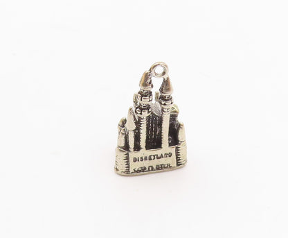925 Sterling Silver  Vintage Sculpted Disneyland Castle Drop Pendant  PT21588