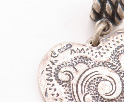 925 Sterling Silver Vintage Pendant CAROLYN POLLACK Swirly Carved Heart  PT23869