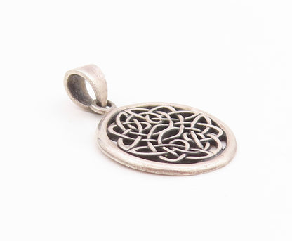 925 Sterling Silver Vintage Pendant Dark Tone Celtic Knot Design Cutout  PT24526