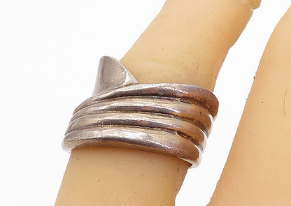 925 Sterling Silver  Vintage Dark Tone Fluted Detail Band Ring Sz 7  RG3962