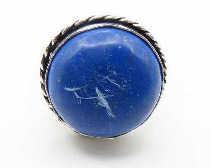 MEXICO 925 Sterling Silver Vintage Lapis Lazuli Cocktail Ring Sz 9.5  RG11669