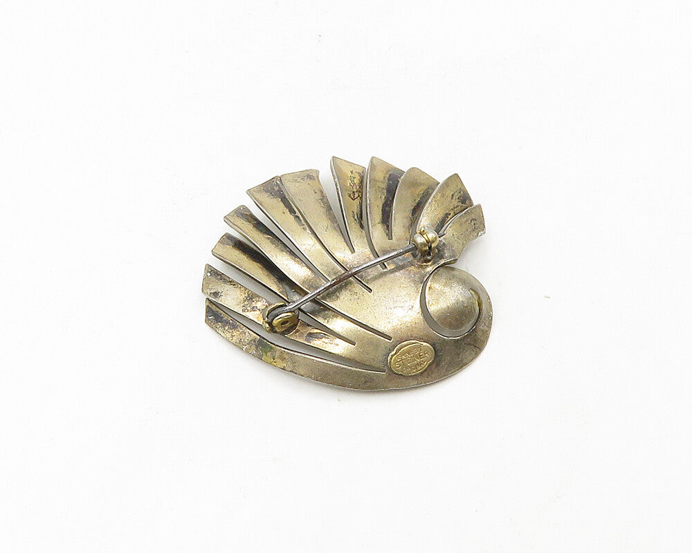 ERNEST STEINER 925 Sterling Silver  Vintage Modernist Design Brooch Pin BP7412