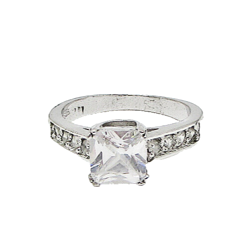 925 Sterling Silver  White Cubic Zirconia Engagement Ring Sz 7.5  RG2960