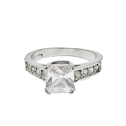 925 Sterling Silver  White Cubic Zirconia Engagement Ring Sz 7.5  RG2960