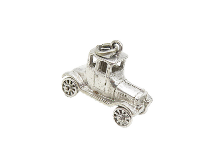 925 Sterling Silver  Vintage Dark Tone Old Fashioned Car Motif Pendant  PT6570