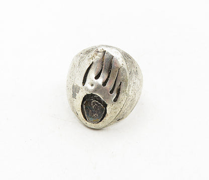 925 Sterling Silver  Vintage Modernist Bear Claw Band Ring Sz 9.5  RG9394