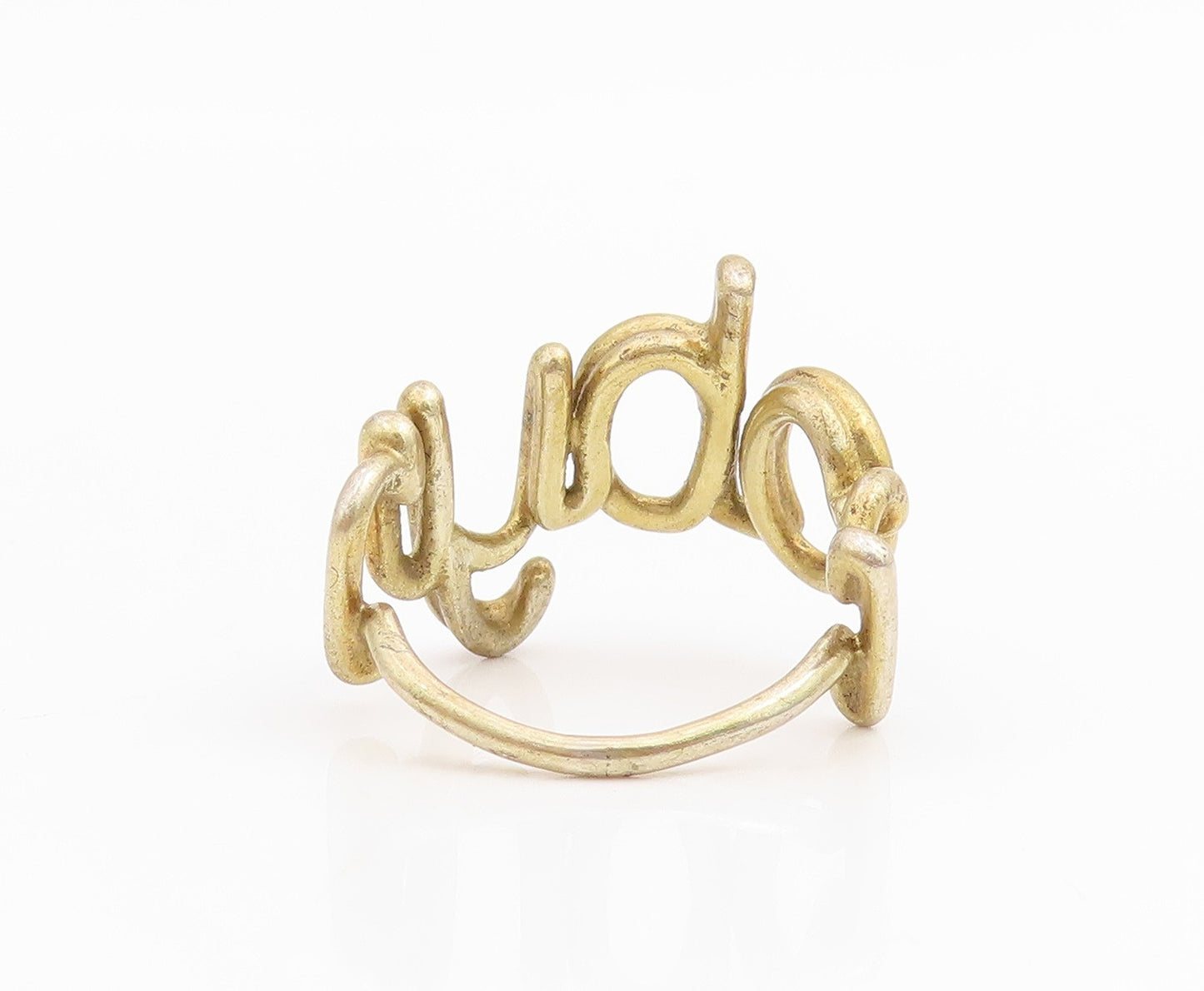 925 Sterling Silver Vintage Ring Gold Plated Robyn Script Band  Sz 5  RG34757