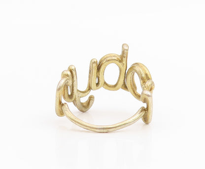 925 Sterling Silver Vintage Ring Gold Plated Robyn Script Band  Sz 5  RG34757