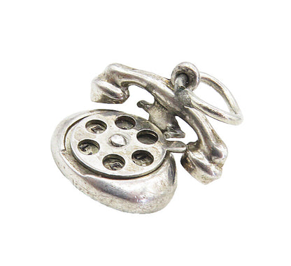 925 Sterling Silver  Vintage Old Fashioned Telephone Motif Pendant  PT6384