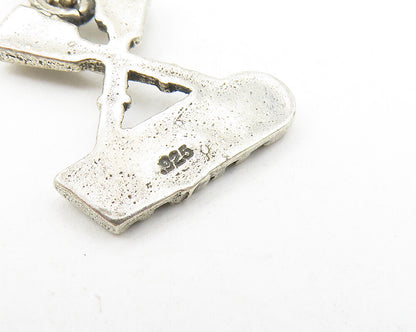 925 Sterling Silver  Vintage Dark Tone Boat Paddles Crew Drop Pendant  PT8923