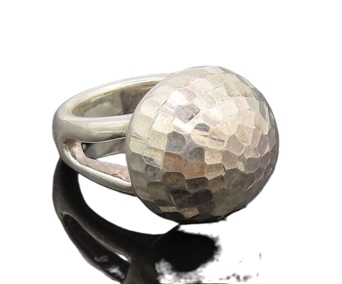 925 Sterling Silver  Vintage Puffed Dome Cut Neck Solid Ring Sz 9  RG26994