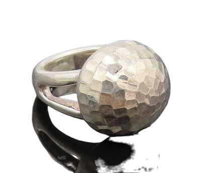 925 Sterling Silver  Vintage Puffed Dome Cut Neck Solid Ring Sz 9  RG26994