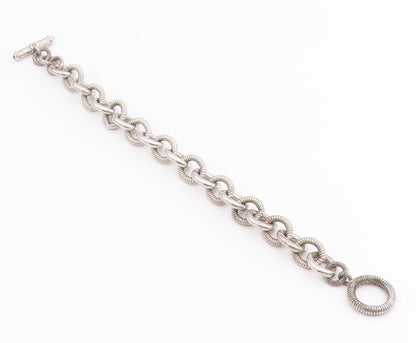 925 Sterling Silver Vintage Bracelet JUDITH RIPKA Amethyst Cable Chain  BT12214
