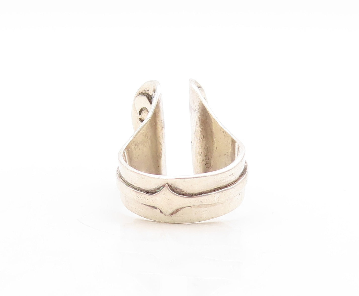 925 Sterling Silver Vintage Ring Modernist Animal Hand Carved  Sz 10  RG31350