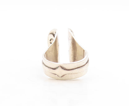 925 Sterling Silver Vintage Ring Modernist Animal Hand Carved  Sz 10  RG31350