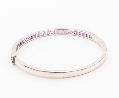 925 Sterling Silver Vintage Bracelet Square & Round Amethyst Bangle  BT10733