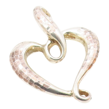 925 Silver  Vintage Hammered & Polished Twisted Love Heart Pendant  PT21442