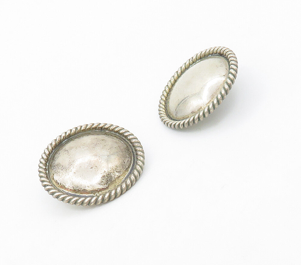 EDDIE CHEE NAVAJO 925 Sterling Silver Vintage Twist Border Drop Earrings  EG7991