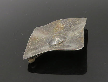 925 Sterling Silver  Vintage Dark Tone Square With Dome Brooch Pin  BP9280