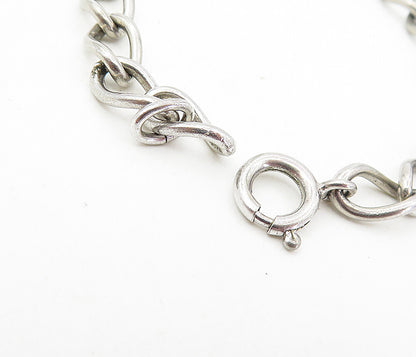 925 Sterling Silver  Vintage Oxidized YMCA Swim Charm Chain Bracelet  BT3778