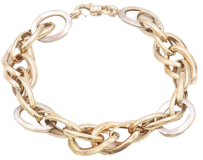 925 Sterling Silver Vintage Bracelet Gold Plated Designer Oval Loop Link BT10334